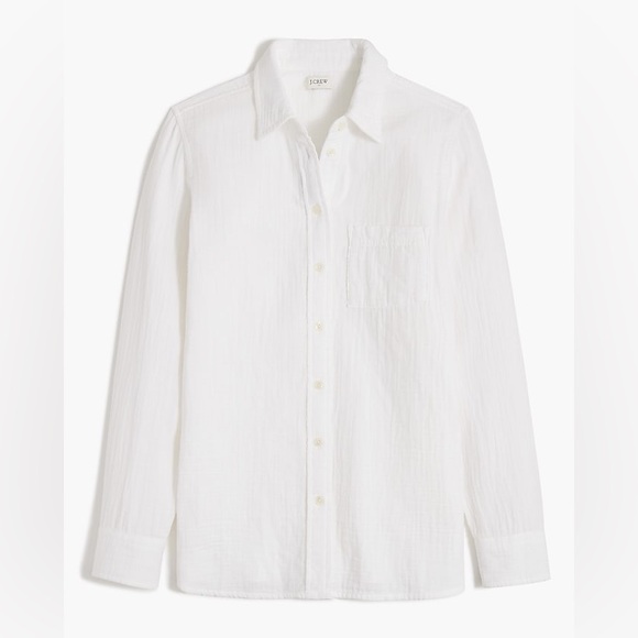 J.Crew White Gauze Button Up Long Sleeve Shirt Top Medium - Picture 6 of 6